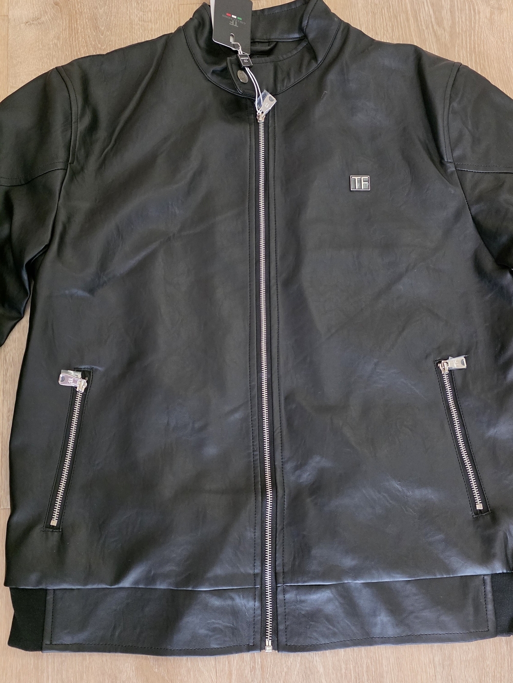 TF Black Leather Zip Front Jacket